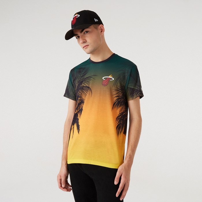 Miami Heat NBA Summer City Print Miesten T-paita Vihreä - New Era Vaatteet Verkossa FI-912604